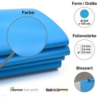 Premium Poolfolie für Rundpool, 250 cm x 150 cm, Stärke: 0,6 mm, blau, Einhängebiese von UNIPOOL