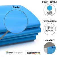 Premium Poolfolie für Rundpool, 350 cm x 60 cm, Stärke: 0,6 mm, blau, Einhängebiese von UNIPOOL