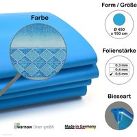 Premium Poolfolie für Rundpool, 450 cm x 150 cm, Stärke: 0,6 mm, classic blau, Keilbiese von UNIPOOL