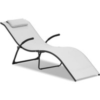 Uniprodo - Gartenliege Sonnenliege Liegestuhl Relaxliege Klappbar hellgrau Stahlrahmen von UNIPRODO