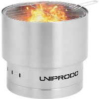 Feuerschale Edelstahl 50x50x45 cm mit Grillrost & Aufbewahrungstasche Feuerkorb von UNIPRODO
