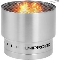 Uniprodo - Feuerschale Edelstahl 55x55x48 cm mit Grillrost & Aufbewahrungstasche Feuerkorb von UNIPRODO
