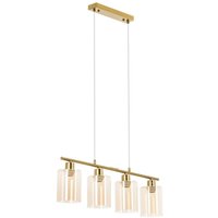 Uniprodo - Pendelleuchte 4 Glasschirme E27 Pendellampe Hängelampe Deckenlampe golden von UNIPRODO