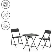 Uniprodo - Sitzgruppe Garten Tisch 2 Stühle Stahl / hdpe klappbar schwarz Balkon Bistroset von UNIPRODO