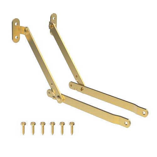 Robustes vermessingtes Deckelscharnier SH2-SB – ein Paar – Deckelstützscharniere für Schreibtisch, Kofferraum, Truhe von UNIQANTIQ HARDWARE SUPPLY