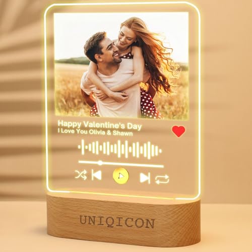 uniqicon Spotify Bild Personalisiert,Spotify Glas,Personalisierte Acryl Spotify Plakette,Personalisierte Geschenke,Aesthetic Room Décor,Geschenk Für Freundin Partner Freund Paare von uniqicon