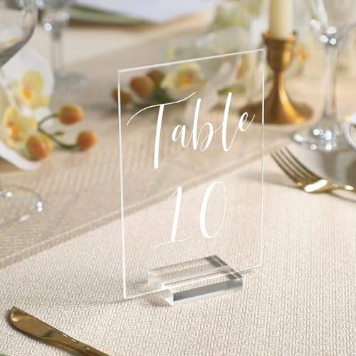 UNIQOOO Acryl-Hochzeitstischnummern 1–10 mit Ständer, 10.2x15.2 cm, bedruckte Kalligraphie, transparente Tischnummernschilder und Halterungen, perfekt für Hochzeitsempfang, Veranstaltung, Party UNIQOOO Acryl-Hochzeitstischnummern 1–10 mit Ständer, 10.2x15.2 cm, bedruckte Kalligraphie, transparente Tischnummernschilder und Halterungen, perfekt für Hochzeitsempfang, Veranstaltung, Party von UNIQOOO