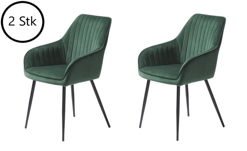 UNIQUE furniture A/S Stuhl aus Samt/Metall in Grün/Schwarz. Abmessungen (BxHxT) 58x85x59 cm (2er-Set) von UNIQUE furniture A/S
