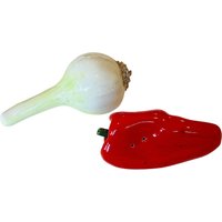 Salz Pfefferstreuer Vtg Antik Figuren Gemüse Zwiebel Rote Pfeffer Chile Geschenk von UNIQUETREASUREFREAK