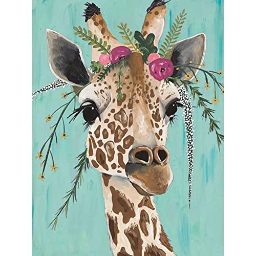 UNIQUORS Diamond Painting, 5D Diamant Painting Bilder, DIY Cross Stickerei Malerei Kits, Wohnzimmer Schlafzimmer Büro Wand Und Eingang Dekoration, Geschenk, Giraffe, 30x40 cm von UNIQUORS