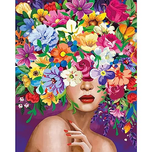 UNIQUORS DIY Diamond Painting Erwachsene Frau, 5D Diamant Painting Bilder Blumen, Diamant Malerei Bunt, Strass Kreuzstich Stickerei Dekoration für Home Wall 30x40cm von UNIQUORS