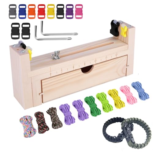 Paracord-Vorrichtung, Verstellbares Webstuhlbänder-Set Aus Holz, Paracord-Set Mit 10 Paracords und 10 Verschlussschnallen, Freundschaftsarmbänder Selber Machen, Kit Zur Herstellung Von Armbändern Paracord-Vorrichtung, Verstellbares Webstuhlbänder-Set Aus Holz, Paracord-Set Mit 10 Paracords und 10 Verschlussschnallen, Freundschaftsarmbänder Selber Machen, Kit Zur Herstellung Von Armbändern von UNISOPH