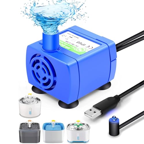 Trinkbrunnenpumpe FüR Haustiere,UNISOPH Ersatzpumpe FüR Blumenkatzenbrunnen Tauchwasserpumpe Ultraleiser Motor Mit Geringem Stromverbrauch Elektrische Wasserpumpe FüR Haustierbrunnen von UNISOPH