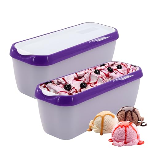 UNISOPH 2Psc Eisbehälter für Speiseeis,Gefrierdosen 1,5 Liter, Wiederverwendbare Eis Behälter Mit Silikon Deckel, Eisbehälter für Selbstgemachtes Eis,Eisbehälter Für Eiscreme, Joghur von UNISOPH