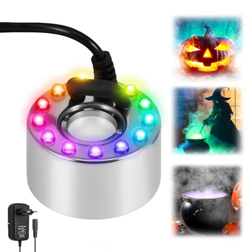 UNISOPH Ultraschall Vernebler, 24v Nebelmaschine Mini Mit 12 Led Fogge, Ultraschallvernebler,Ultraschall Nebler Geeignet Für Teiche, Aquarien, Gärten, Halloween-Kürbisse Und Hexentöpfe von UNISOPH