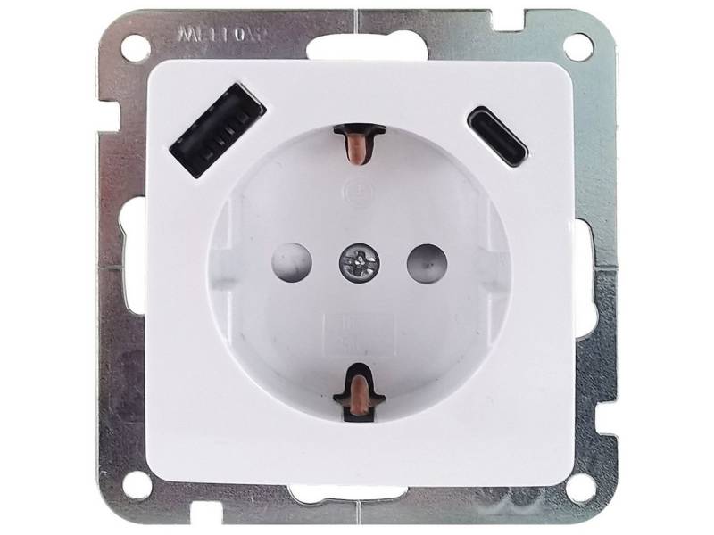 UNITEC Lichtschalter Unitec Steckdose mit USB A & C Monaco ultraweiß von UNITEC