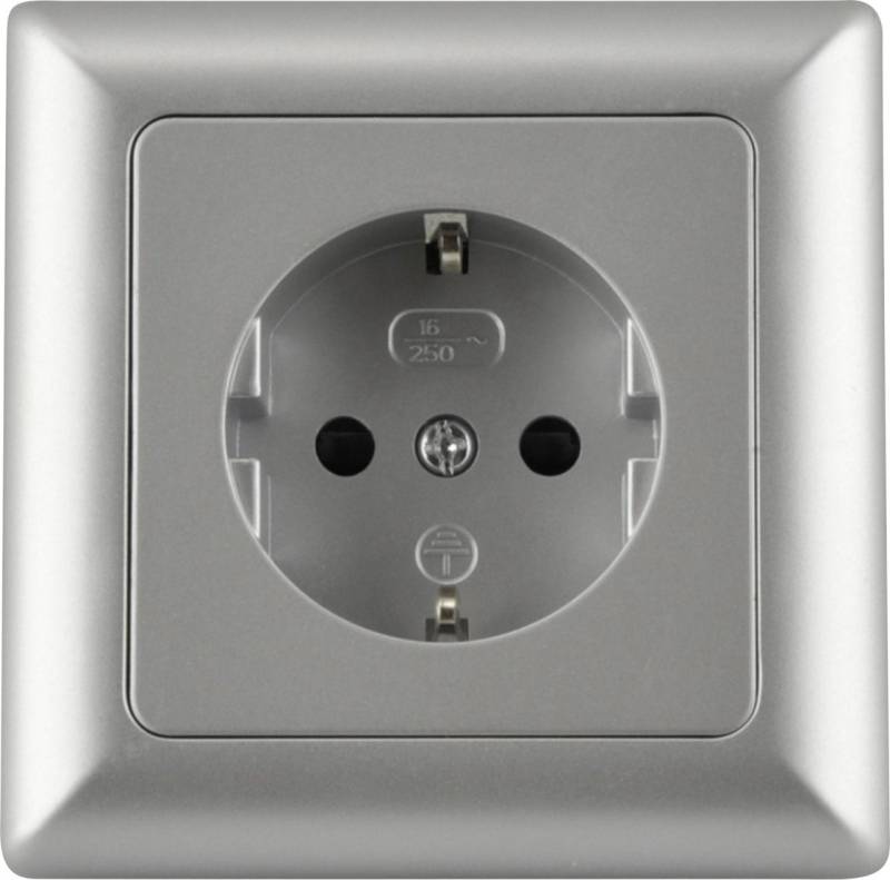 UNITEC Steckdose Unitec Steckdose mit Rahmen silber, Serie Genua von UNITEC