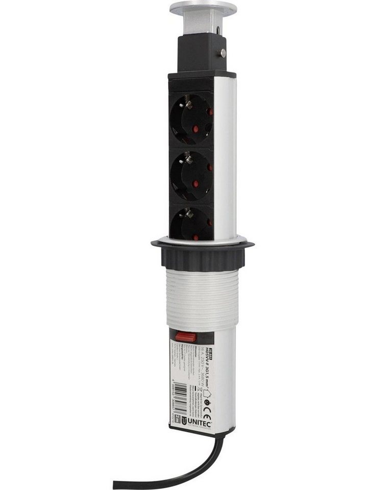 UNITEC Unitec Einbausteckdosenleiste 3-fach 2m mit 2 x Steckdosenleiste von UNITEC