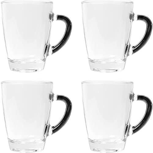 Benetton BE-0700-BK SET 4PC MUG 0.30L GLASS BLACK & WHITE BE Frühstücksbecher, 300 milliliters, Schwarz von United Colors of Benetton