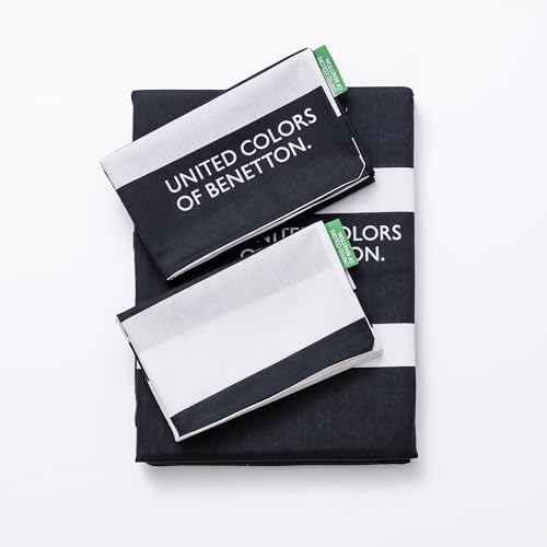 United Colors of Benetton. Set 3 x Bett (1 x Bettbezug 200 x 200 cm + 2 x Kissenbezüge 80 x 80 cm) 100% Baumwolle 200TC Schwarz & Weiß Be von United Colors of Benetton