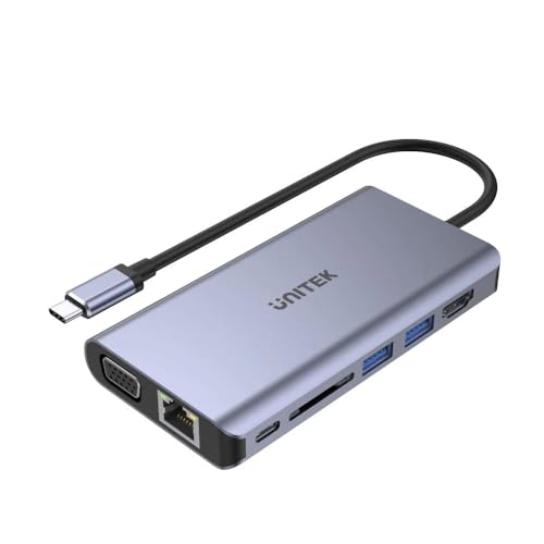 UNITEK USB HUB HUB 8-w-1 USB-C 3.1; HDMI; VGA; RJ45; SD; PD 100W; D1019B von UNITEK