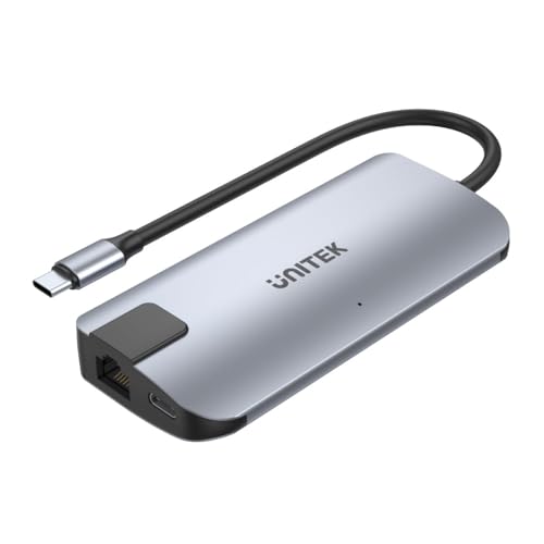 Unitek 5-in-1 USB-C Ethernet Hub mit HDMI und 100W Power Delivery | D1028A | USB-C zu HDMI 2.0 | Gigabit Ethernet | USB 3.1 Gen 2 | 4K@60Hz von UNITEK