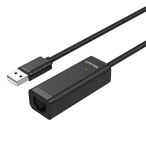 Unitek USB zu Ethernet Adapter │ USB auf RJ45 LAN Ethernet 10/100Mbps Konverter│ USB 2.0 480Mbps │ Schwarz, Kabel 12 cm │ Neztwerkadapter kompatibel mit Win, MacOS, Linux │Keine Treiber erforderlich von UNITEK