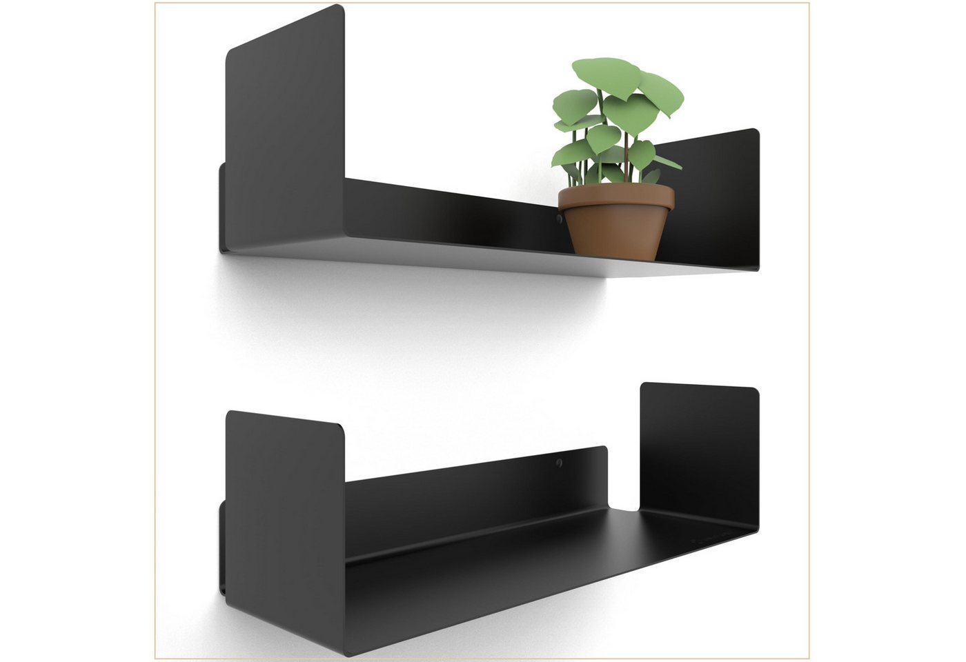 UNITURE Wandregal Moderne Regal Wand Design 2er Set - 2x40 cm Bücherregal schwebend, Bilderleiste schwarz - Wandregal, Regal, Metall UNITURE Wandregal Moderne Regal Wand Design 2er Set - 2x40 cm Bücherregal schwebend, Bilderleiste schwarz - Wandregal, Regal, Metall von UNITURE