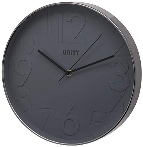 Unity-Wanduhr, Clifton, erhabene Zahlen, Grau, Silent Sweep, 30 cm Unity-Wanduhr, Clifton, erhabene Zahlen, Grau, Silent Sweep, 30 cm von Unity