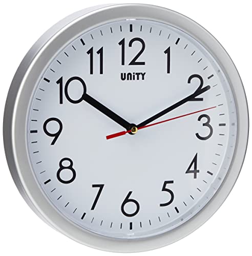 UNITY Hastings Silent Sweep Wanduhr, modern, 22 x 22 x 5 cm, silberfarben von Unity