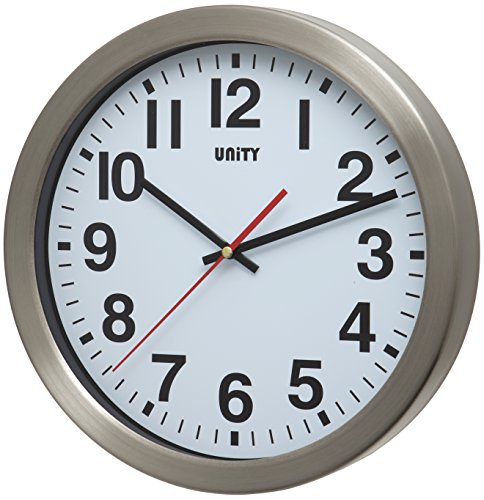 UNITY Peterhead Bold 30cm / 12-Inch Metal Wall Clock, Metall, Silber, 30 x 30 x 3 cm von Unity