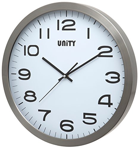 Große Unity-Wanduhr, Manhattan-Metall, gebürstetes silbernes Aluminium, 40 cm von Unity