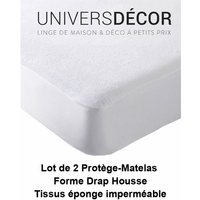 2er-Set Matratzenschutz wasserdicht, saugfähig und milbendicht 140 x 190 cm - Blanc von UNIVERS DECOR