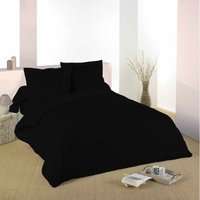 Bettdeckenbezug schwarz 260 x 240 cm / 100% Baumwolle / 57 Fäden/cm² für Kingsize-Doppelbett - noir von UNIVERS DECOR