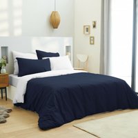 Komplettpaket 6 Stück marine/weiß Bettbezug für Bett 180 x 200 cm Kingsize 100% Baumwolle / 57 Fäden/cm². - bleu von UNIVERS DECOR