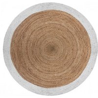 Runder Teppich aus Jute mit schwarzem oder weißem Rand Durchmesser 120 cm Atmosphera - Weiß von UNIVERS DECOR