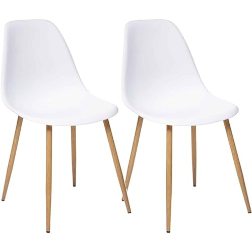 2 Stühle im skandinavischen Stil Ava Metallbeine in Eichenoptik Atmosphera (2, weiß) von UNIVERSDECOR