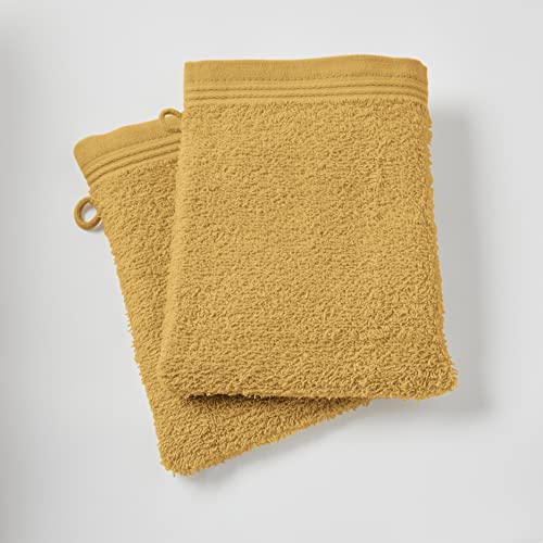 univers decor Set mit 2 Waschlappen, Frottee, 15 x 21 cm / 400 g/m² (Maîs Yellow, 2 Waschlappen, 15 x 21 cm) von UNIVERSDECOR