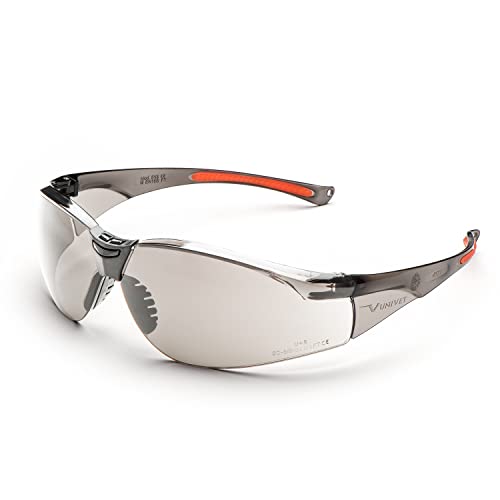 UNIVET | 513 Solar Smoke 1, Arbeitsschutzbrille, Sonnenbrille, leicht und widerstandsfähig, kratzfeste Gläser, Augenbrauenschutz (EN166, EN170 und EN172) Smoke/Orange von UNIVET