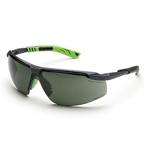 UNIVET | 5X8 Solar G15, Arbeitsschutzbrille, Sonnenbrille, kratzfest, grüne Gläser, (EN166, EN170, EN172) Gun Metal/Green von UNIVET