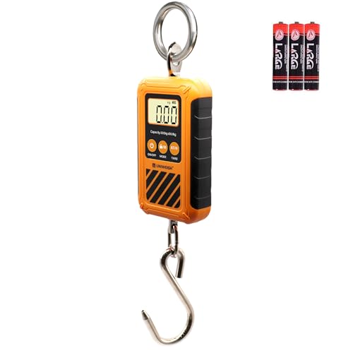 UNIWEIGH Digitale Gepäckwaage,Mini-Kranwaage 300kg/660lb,Hängewaage mit LCD-Display,Tragbare Handwaage mit großem Haken,Wildwaage mit Hold &Tare Funktion für Garage Bauernhöfe Jagen Fischen von UNIWEIGH