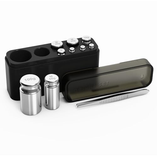UNIWEIGH Kalibrierungsgewichte 210g,9 PCS Hochpräzisionswaage Kalibrierungsgewichts-Kit 1g 2g 5g 10g 20g 50g 100g mit rostfreier Pinzette für Digitalwaage Gramm, Mg-Waage, Laborwaage von UNIWEIGH