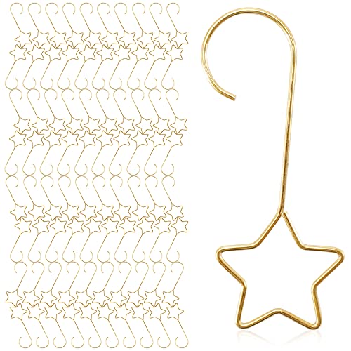 100 Stück Weihnachtsbaum S-Haken,Sterne Weihnachtsbaumschmuck Baumhaken, Kugelaufhänger Weihnachtsbaumanhänger, Gold Eihnachtsbaum Haken, Aufhänger für Weihnachten Christbaumkugel von UNMOT
