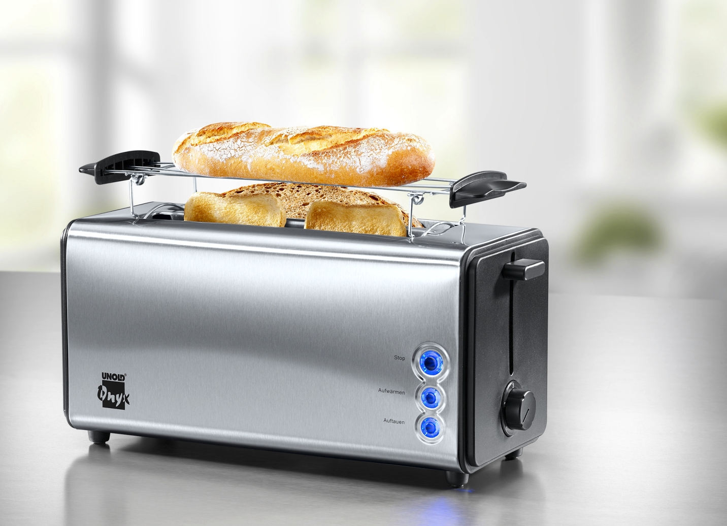 Unold Doppel-Langschlitz-Toaster für bis zu 4 Toasts gleichzeitig, Edelstahl von Unold