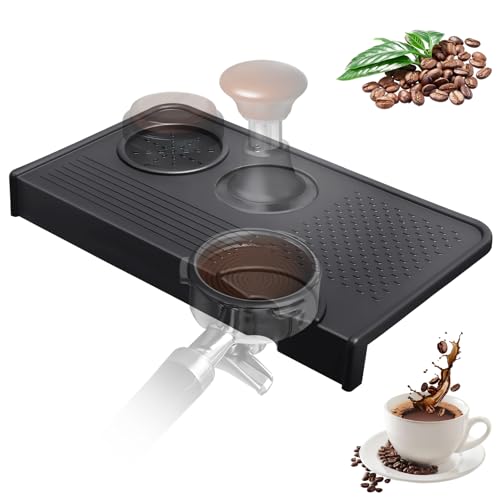 Tampermatte, Siebträgermaschine Kaffee Tamping Matte aus Hochwertigem Silikon, Barista Matte Zubehör mit Einkerbung für den Siebträger Tamper Matte (Schwarz) von UNOSEKS
