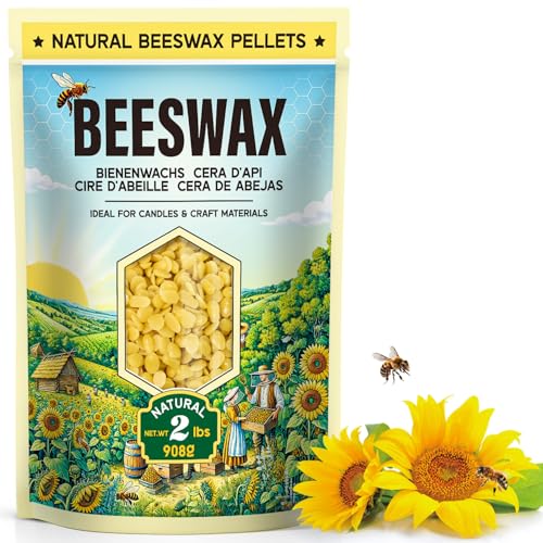 UNOTENA Bienenwachs Pastillen 908G/4.5KG - Natürliches Gelbes Bienenwachs für Kerzenherstellung, Bienenwachs für Kosmetik und Hautpflege - Bienenwachs für DIY-Projekte(908G) von UNOTENA