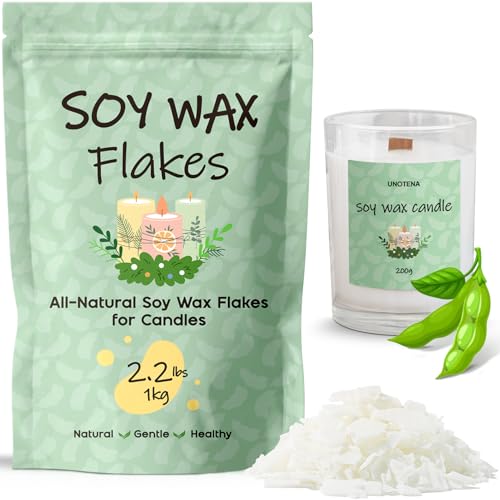 UNOTENA Sojawachs Flocken für Kerzen, Wachs Kerzenwachs 226G/9KG/18KG, Kerzenwachs zum Gießen, 100% Natürliches Öko Sojawachs für Kerzen[ 1KG ] von UNOTENA