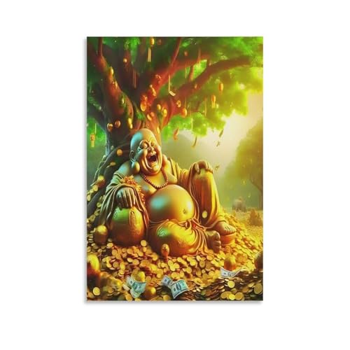 UNRXJZLVM Buddha-Statue Wandbild Leinwand Gemälde Wohnzimmer Deko Wand Poster Kunstdruck Für Bauernhaus Schlafzimmer Wohnzimmer Dekor 12x18inch(30x45cm) von UNRXJZLVM