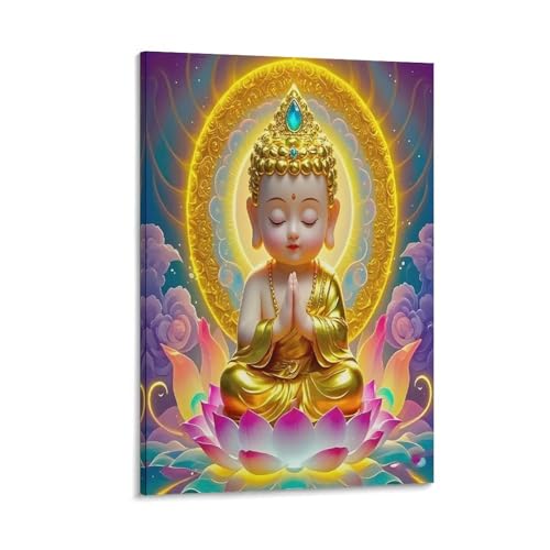 UNRXJZLVM Buddha-Statue Wandbild Leinwand Gemälde Wohnzimmer Deko Wand Poster Kunstdruck Für Bauernhaus Schlafzimmer Wohnzimmer Dekor 12x18inch(30x45cm) von UNRXJZLVM