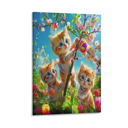UNRXJZLVM Cute Katze Wandbild Leinwand Gemälde Wohnzimmer Deko Wand Poster Kunstdruck Für Bauernhaus Schlafzimmer Wohnzimmer Dekor 08x12inch(20x30cm) von UNRXJZLVM